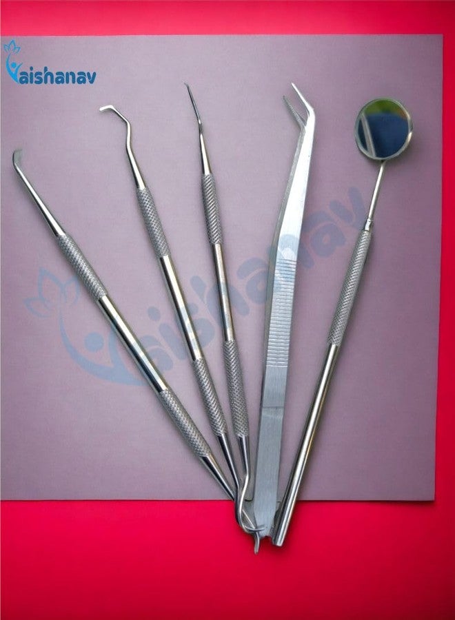 Vaishanav مجموعة أدوات طب الأسنان الاحترافية من فايشاناف مع حقيبة (مجموعة من 5 قطع) - مجموعة أدوات طب الأسنان الاحترافية للعناية الدقيقة بصحة الفم ونظافته - Image 3